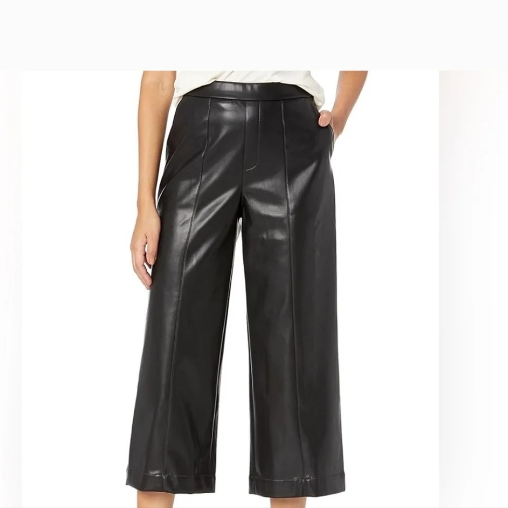 BCBG New York Wide Leg Vegan Leather Cropped Pants NWT $98 - Picture 1 of 5
